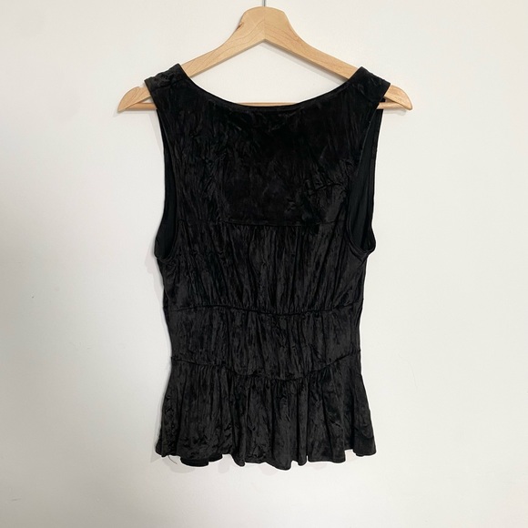 Zara Velvet Style V-Neck Sleeveless Top Size M Black - Picture 8 of 9